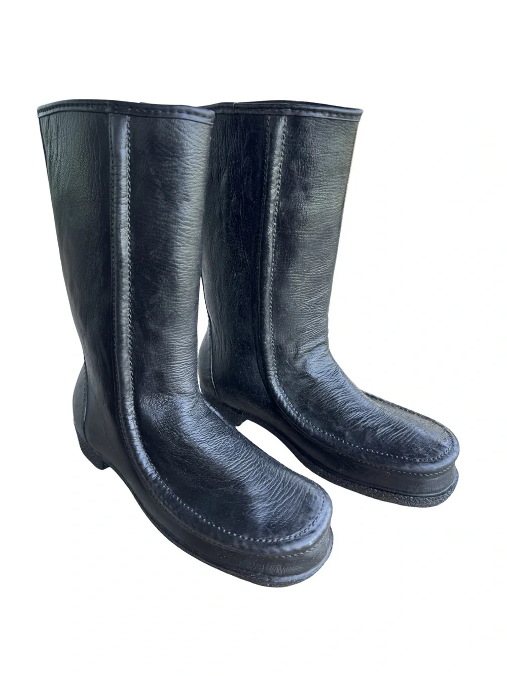 Vintage 70s Keds Eskiloos Waterproof Faux Shearling Lined Pull On Boots Black